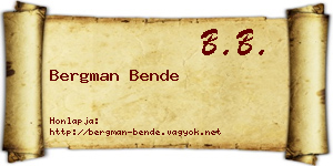 Bergman Bende névjegykártya